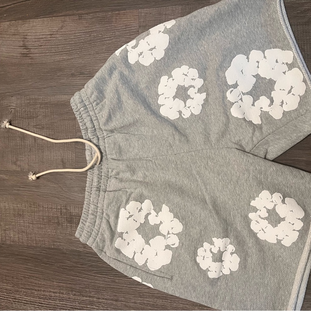 Gray Shorts with White Floral Print